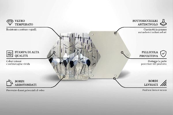 Kuchynská doska zo skla Japonské žeriavy