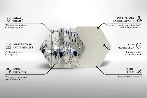 Kuchynská doska zo skla Japonské žeriavy