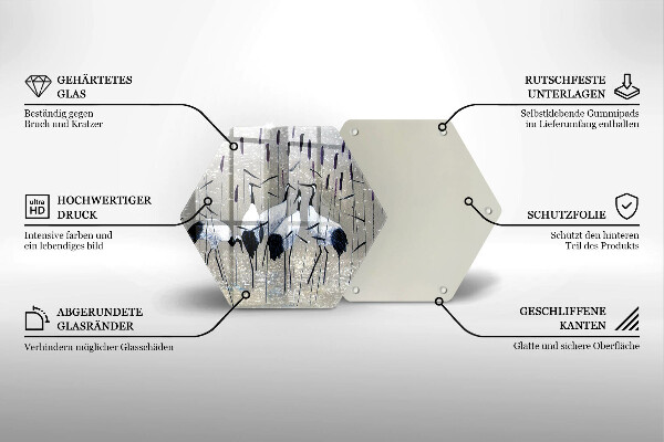 Kuchynská doska zo skla Japonské žeriavy