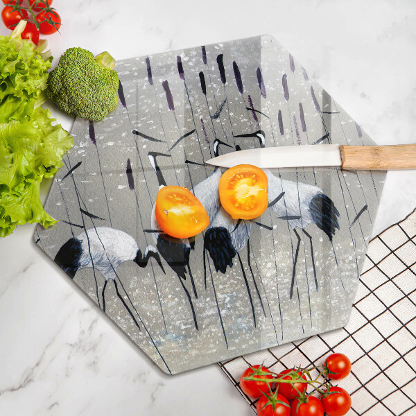 Kuchynská doska zo skla Japonské žeriavy