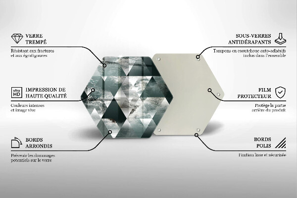 Kuchynská doska zo skla Trojuholníky a voda