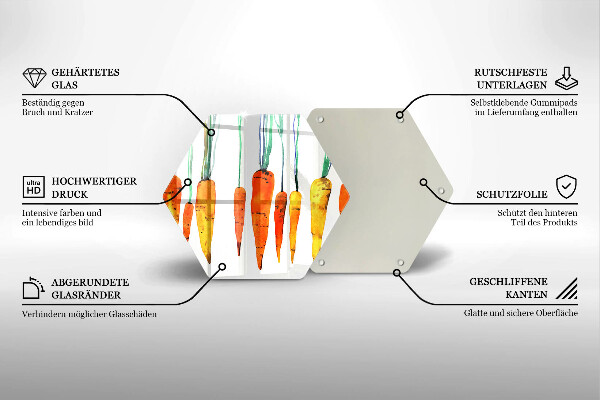 Kuchynská doska zo skla Mrkva ilustrácie