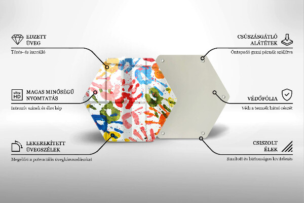 Kuchynská doska veľká zo skla Stopy detských rúk