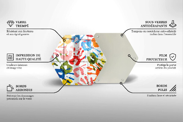 Kuchynská doska veľká zo skla Stopy detských rúk