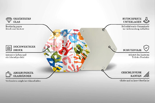 Kuchynská doska veľká zo skla Stopy detských rúk