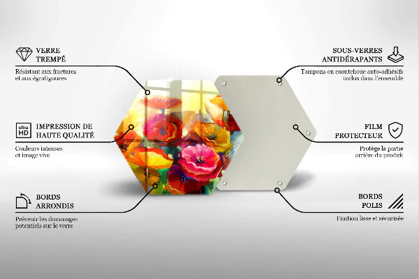 Kuchynská doska veľká zo skla Maľované farebné kvety