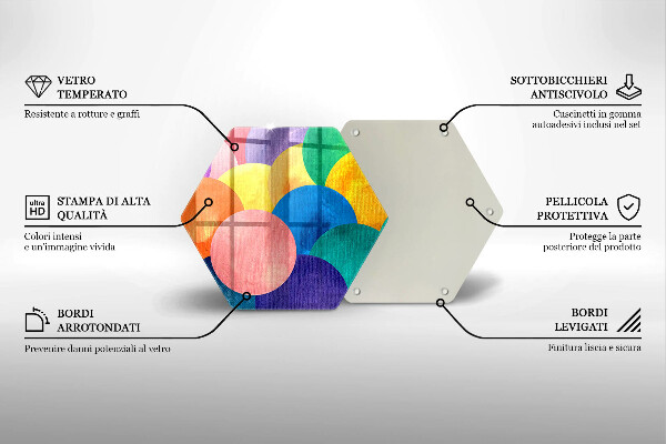 Kuchynská doska veľká zo skla Farebné kruhy