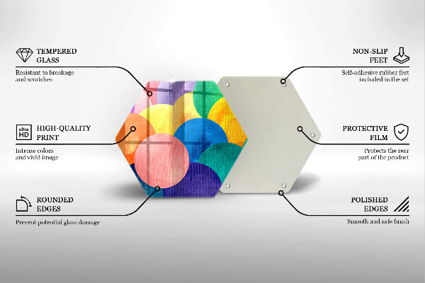 Kuchynská doska veľká zo skla Farebné kruhy
