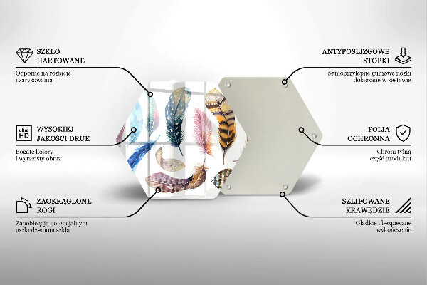 Kuchynská doska veľká zo skla Farebné vtáčie perie
