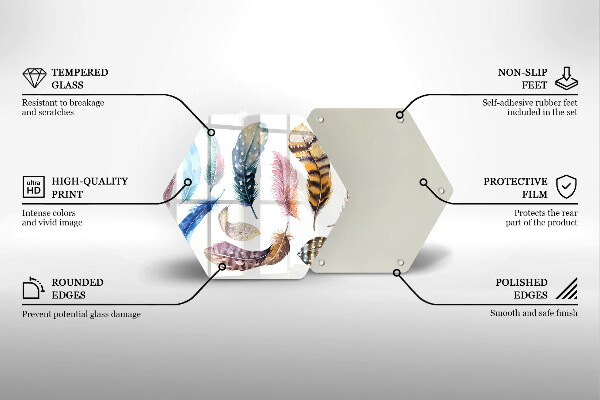 Kuchynská doska veľká zo skla Farebné vtáčie perie