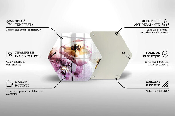 Kuchynská doska veľká zo skla Jemné kvety