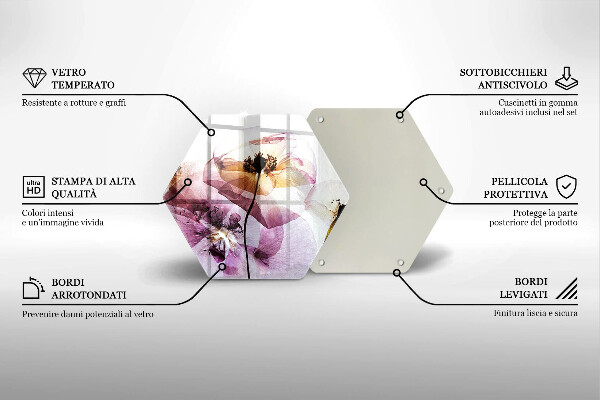 Kuchynská doska veľká zo skla Jemné kvety