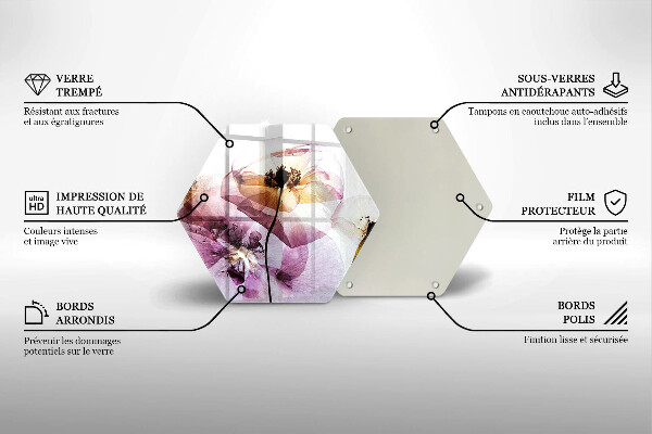 Kuchynská doska veľká zo skla Jemné kvety
