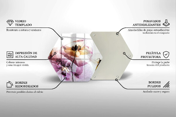 Kuchynská doska veľká zo skla Jemné kvety