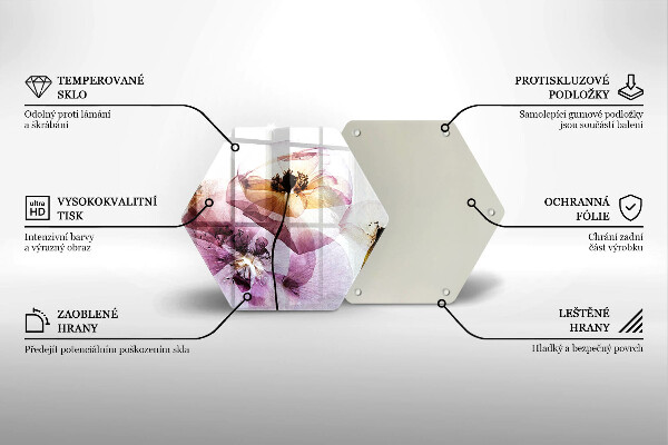 Kuchynská doska veľká zo skla Jemné kvety