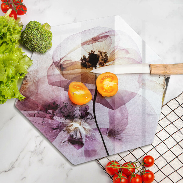 Kuchynská doska veľká zo skla Jemné kvety