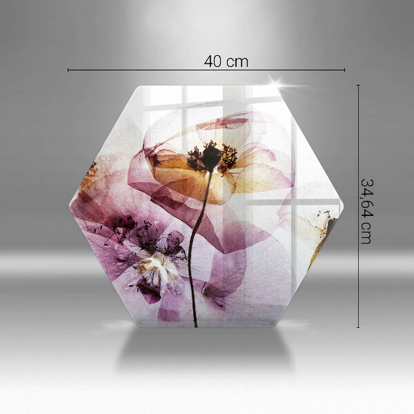 Kuchynská doska veľká zo skla Jemné kvety