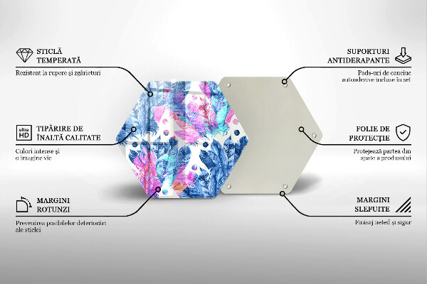 Kuchynská doska zo skla Perie boho ilustrácie