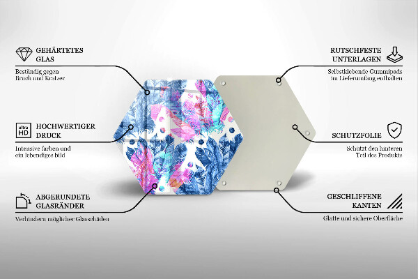 Kuchynská doska zo skla Perie boho ilustrácie