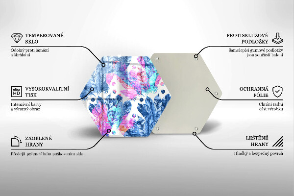 Kuchynská doska zo skla Perie boho ilustrácie