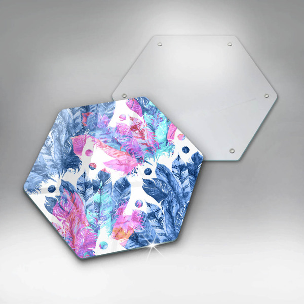 Kuchynská doska zo skla Perie boho ilustrácie