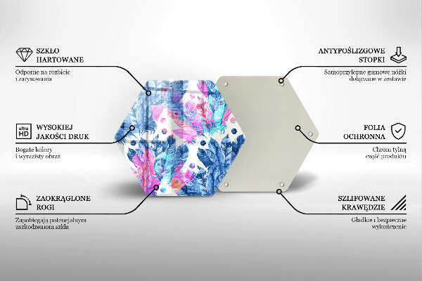Kuchynská doska zo skla Perie boho ilustrácie