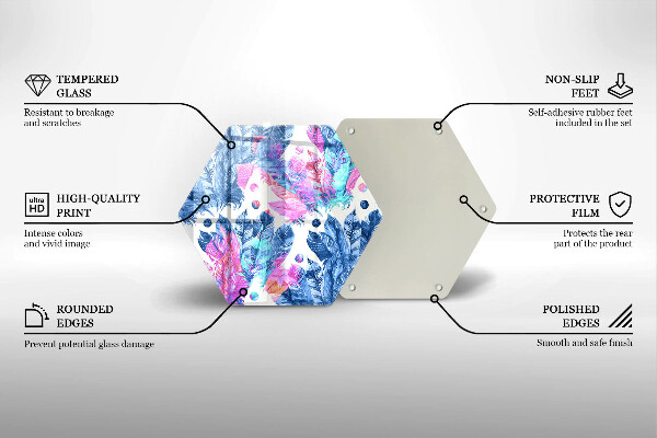 Kuchynská doska zo skla Perie boho ilustrácie