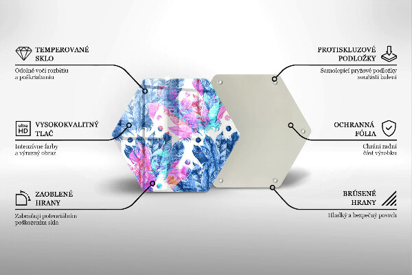 Kuchynská doska zo skla Perie boho ilustrácie