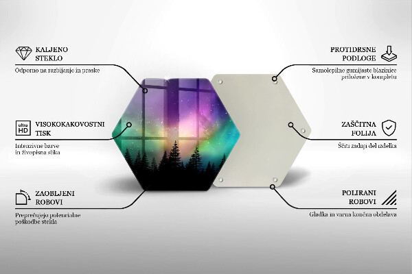 Kuchynská doska zo skla Polárna žiara a les