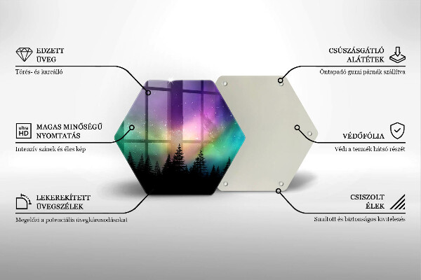 Kuchynská doska zo skla Polárna žiara a les