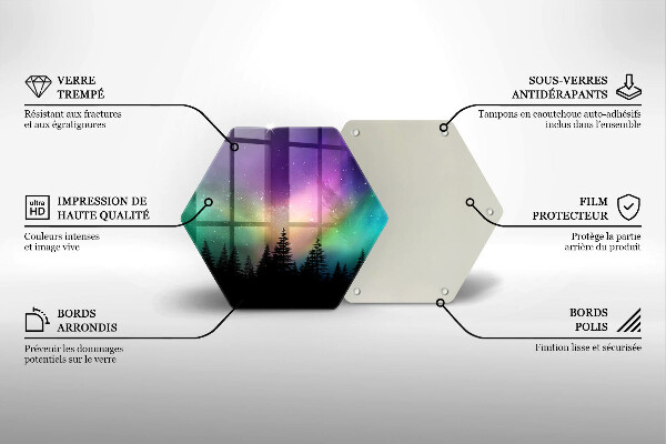 Kuchynská doska zo skla Polárna žiara a les