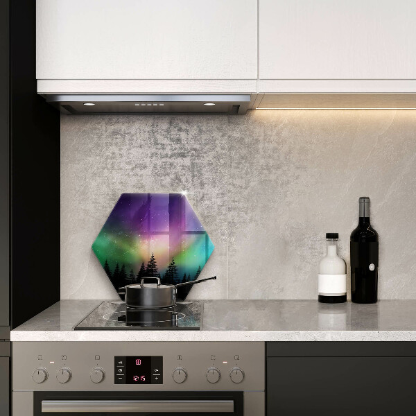 Kuchynská doska zo skla Polárna žiara a les