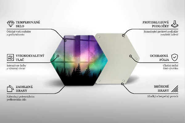 Kuchynská doska zo skla Polárna žiara a les