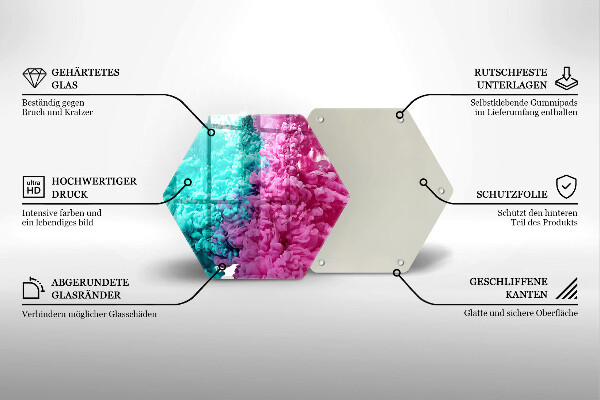 Kuchynská doska zo skla Tyrkysovo-ružový dym