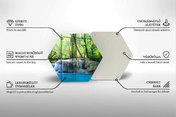 Kuchynská doska veľká zo skla Vodopád v lese