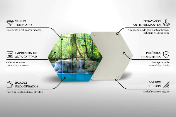 Kuchynská doska veľká zo skla Vodopád v lese