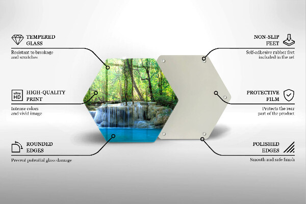Kuchynská doska veľká zo skla Vodopád v lese