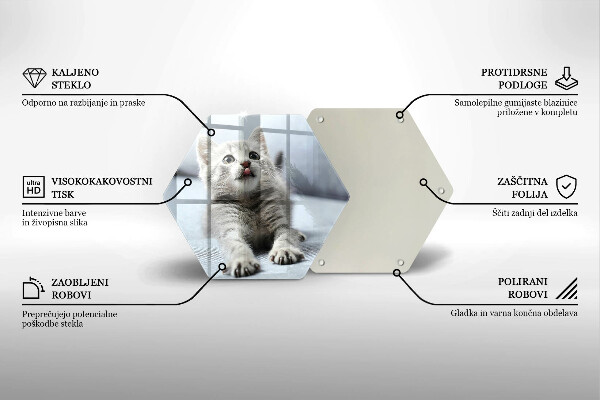 Kuchynská doska veľká zo skla Malé roztomilé mačiatko