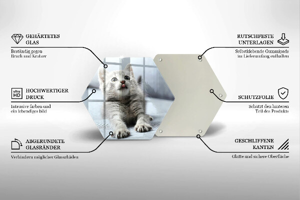 Kuchynská doska veľká zo skla Malé roztomilé mačiatko