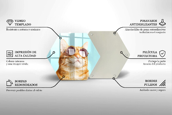 Kuchynská doska zo skla Červená mačka s okuliarmi