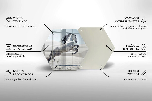 Kuchynská doska veľká zo skla Osy bieleho koňa