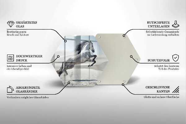 Kuchynská doska veľká zo skla Osy bieleho koňa