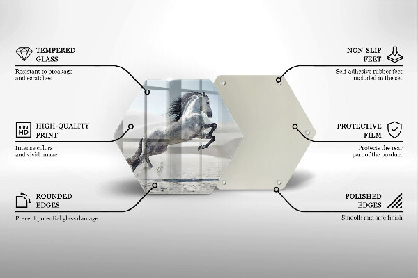 Kuchynská doska veľká zo skla Osy bieleho koňa