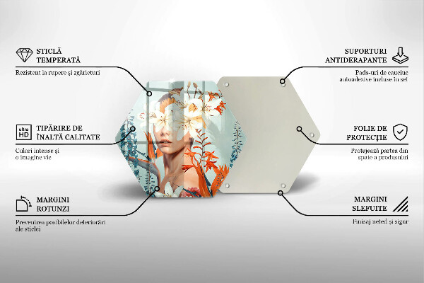 Kuchynská doska veľká zo skla Žena v kvetoch