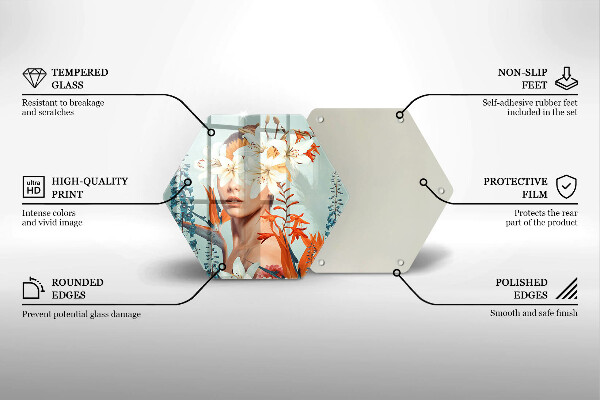 Kuchynská doska veľká zo skla Žena v kvetoch