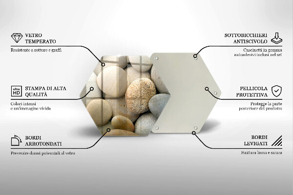 Kuchynská doska veľká zo skla Vzor oválnych kamienkov
