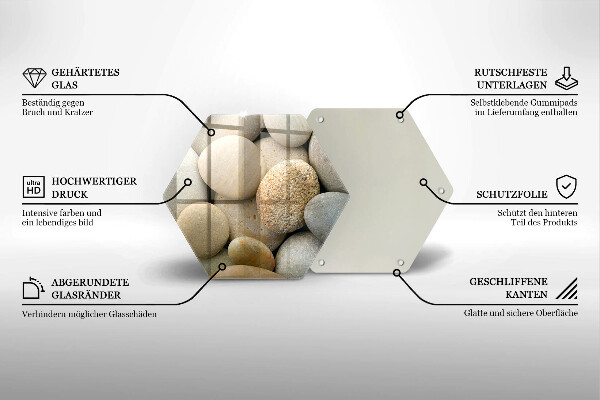 Kuchynská doska veľká zo skla Vzor oválnych kamienkov