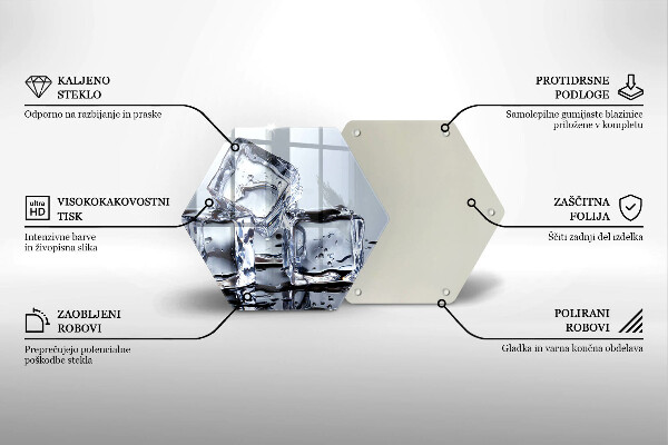 Kuchynská doska veľká zo skla Kocky ľadu