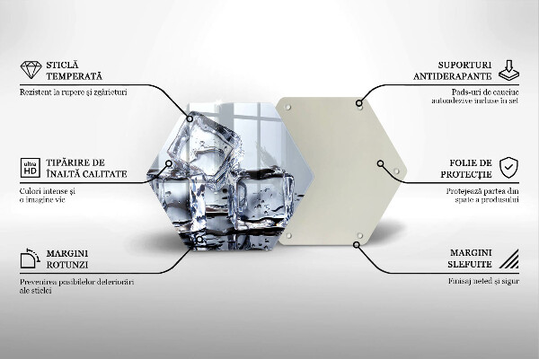 Kuchynská doska veľká zo skla Kocky ľadu