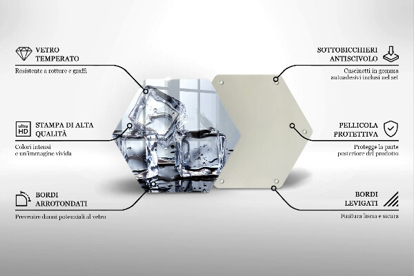 Kuchynská doska veľká zo skla Kocky ľadu